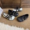 Youth Style Shoes Girls Polka Dot Princess Flat Shoes With Bow Cross Straps Soft Rubber Sole Toddler To Kid Size