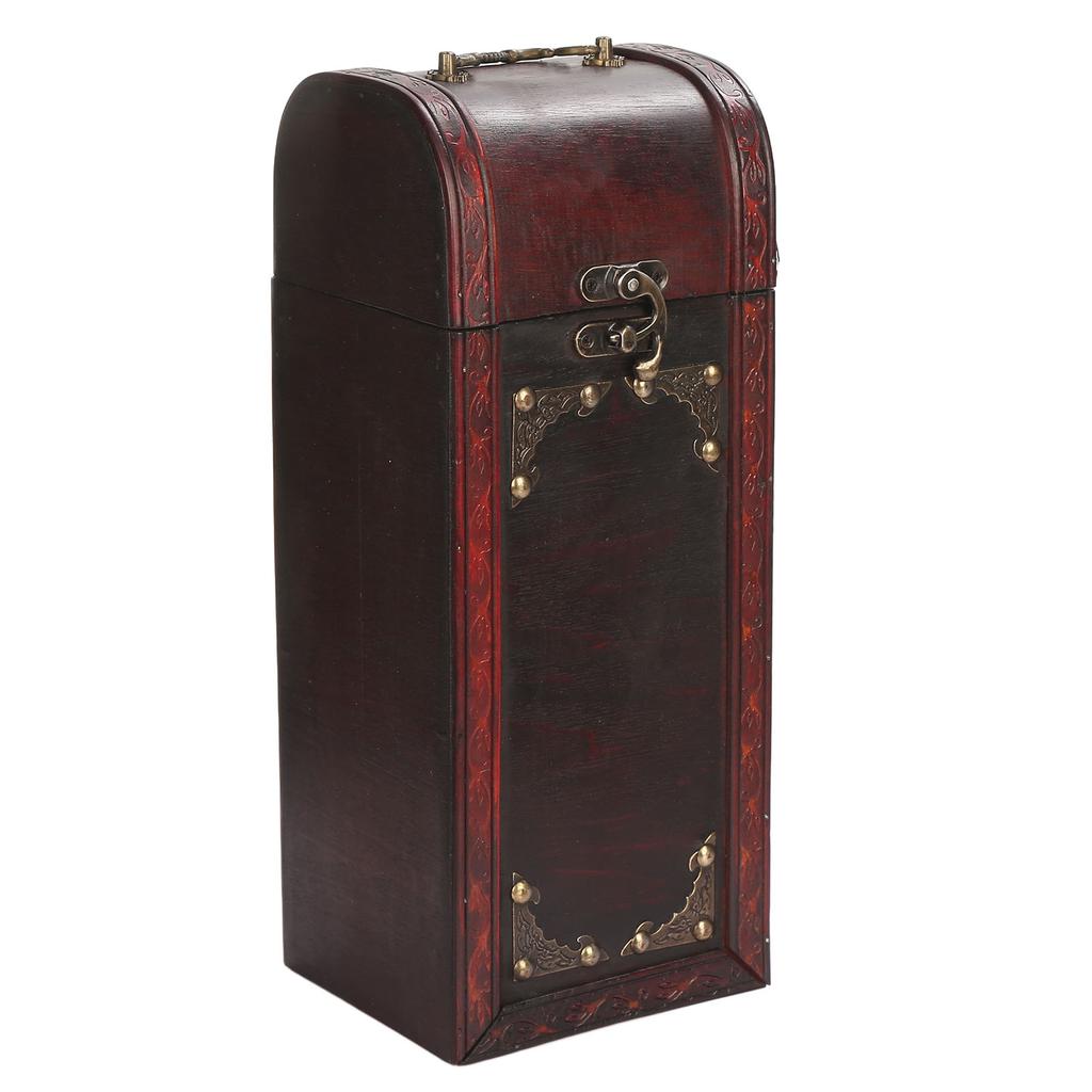 Wine Box Wooden Vintage Retro Portable Single Bottle Decorative Carrying Storage Case