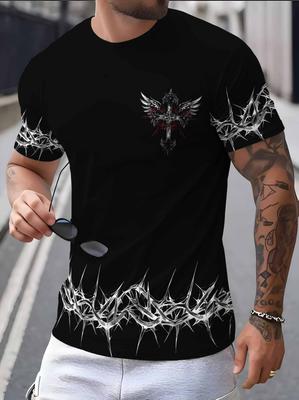Summer Casual Men's Quick-drying T-shirt, Retro and Unique 3D Print, Breathable and Versatile Crew Neck Short-sleeved Top.