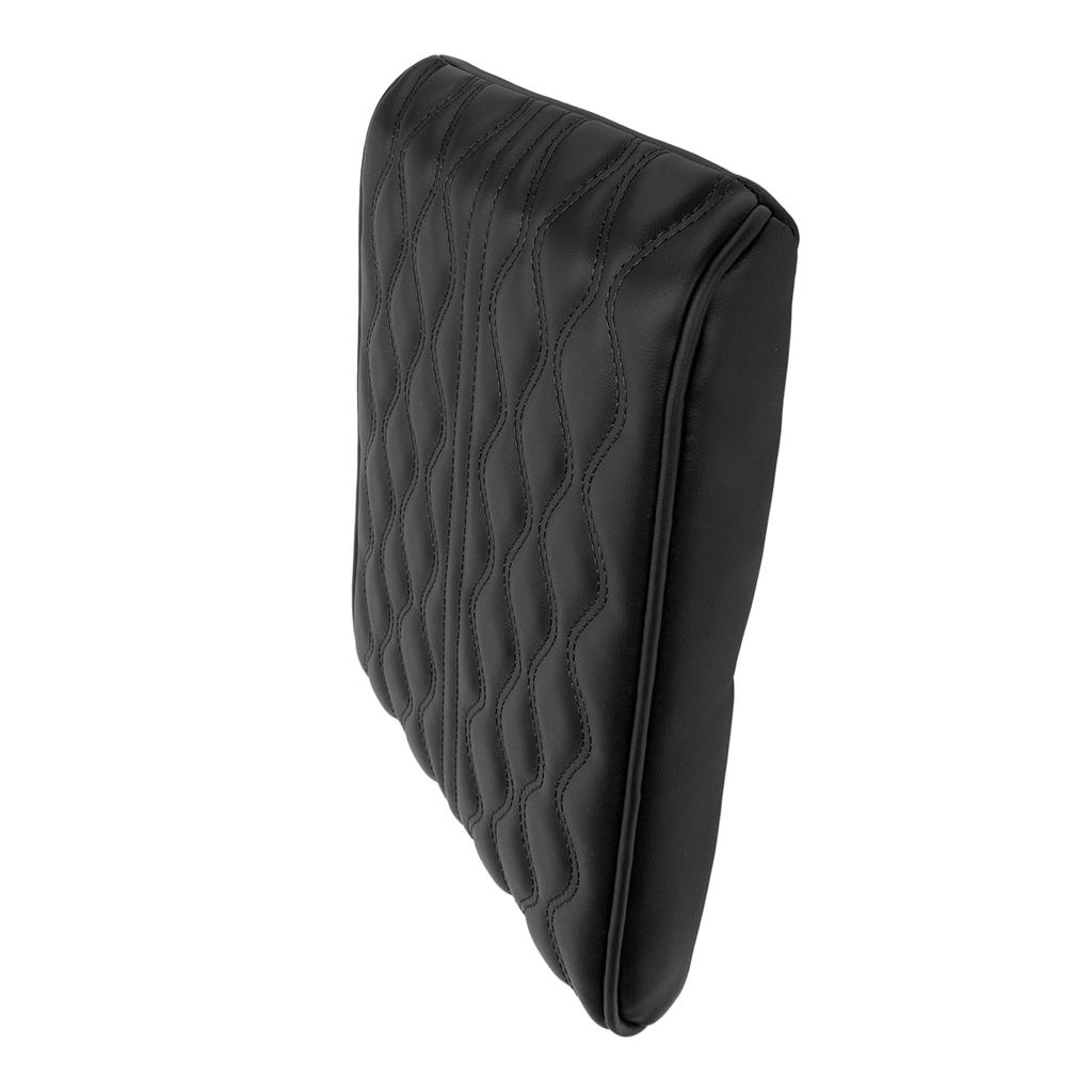 Center Console Armrest Cover Pad Universal PU Leather Waterproof Elastic Strap for SUV Truck Car Black