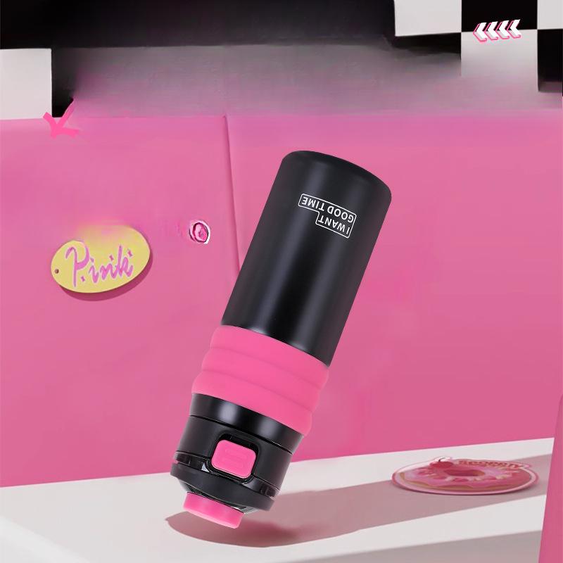New Cool Double Drink Thermos Cup Stainless Steel Outdoor Portable Portable Sports Kettle High Appearance Horizontal Sippy Cup