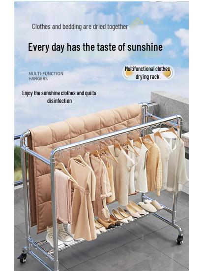 Floor-Standing Indoor Clothes Drying Rack for Bedroom and Balcony