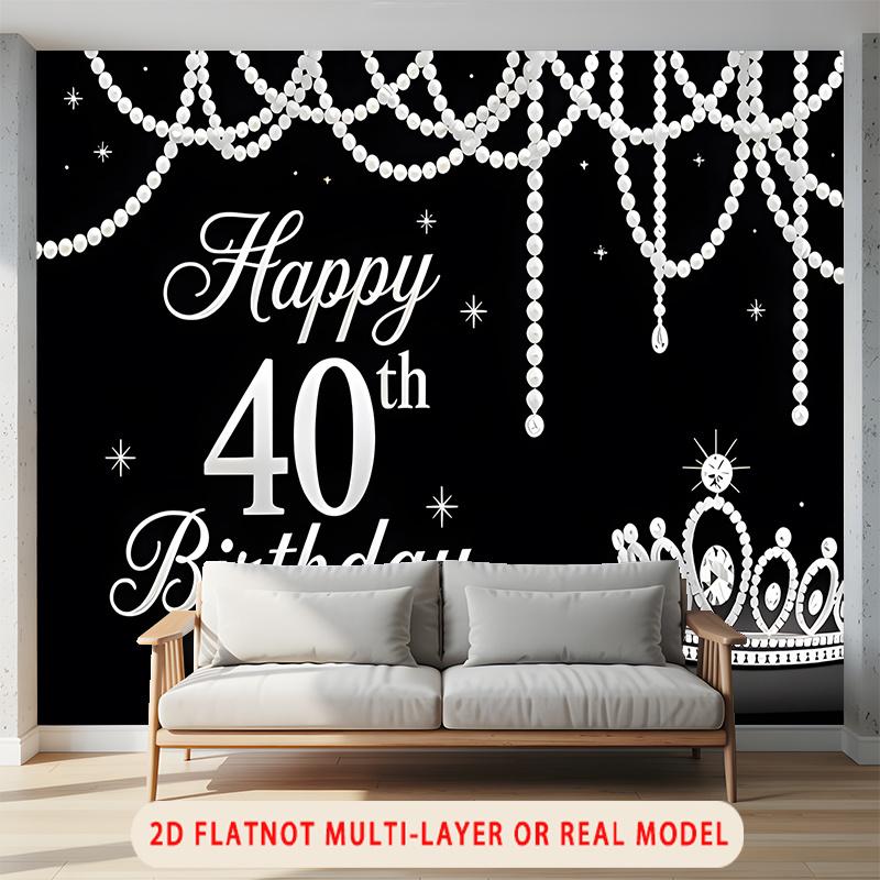 Party Backdrop Happy 40Th Birthday Birthday 40Th Photo Booth Background Wall Decor