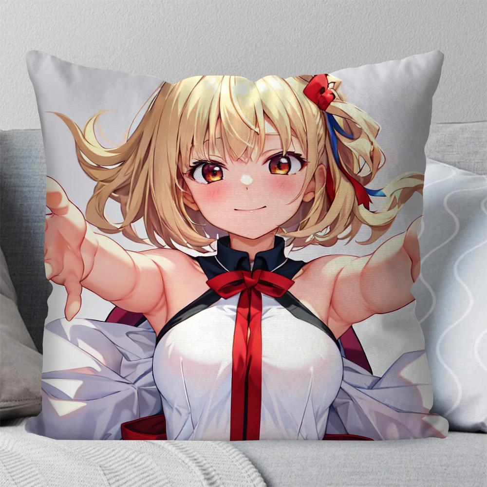1Pc Chisato Nishikigi Anime Lycoris Recoil Pillow Case Square Pillow Bedroom Sofa Leisurecar Living Room Home Decoration 40X40