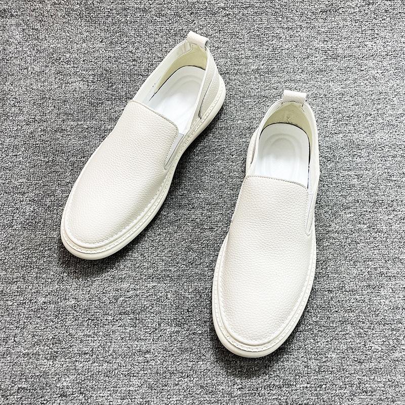 Baotou Cowhide Little White Shoes Spring New One-pedal Soft-soled Casual Loafers Breathable Doudou Shoes Men