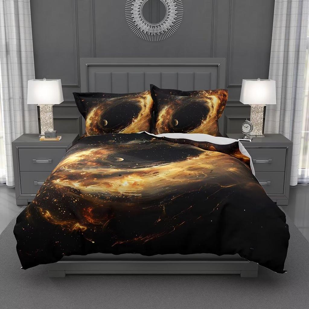 Black Hole Duvet Cover for Kids Boys Girls Teens Queen Lightweight Quilt Cover Galactic Storm Bedding Set Bedroom Decor No Quilt