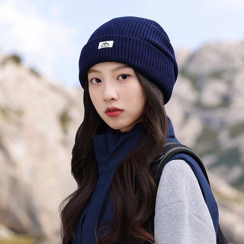 Knitted Hat for Women In Autumn and Winter Ear Protecting Woolen Knitted Hat Outdoor Mountain Climbing Face Showing Small Woolen Toe Cap Cold Hat