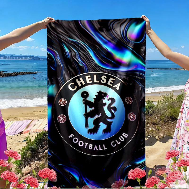 Football Club F.C Print Beach Towel, Versatile Lightweight Absorbent Beach Towel for Pool Surf Yoga Bathroom, Perfect Birthday Holiday Gift