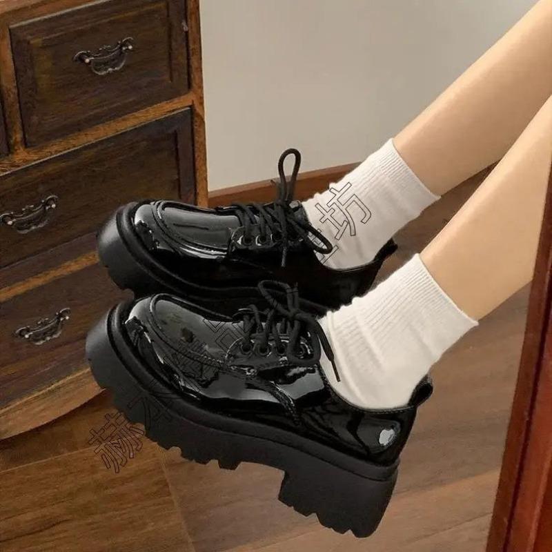 

Туфли на платформе в стиле Spice Girl, маленькие кожаные туфли, женские, тренд, британский колледж, новые осенне-зимние, новые универсальные туфли-лодочки 35