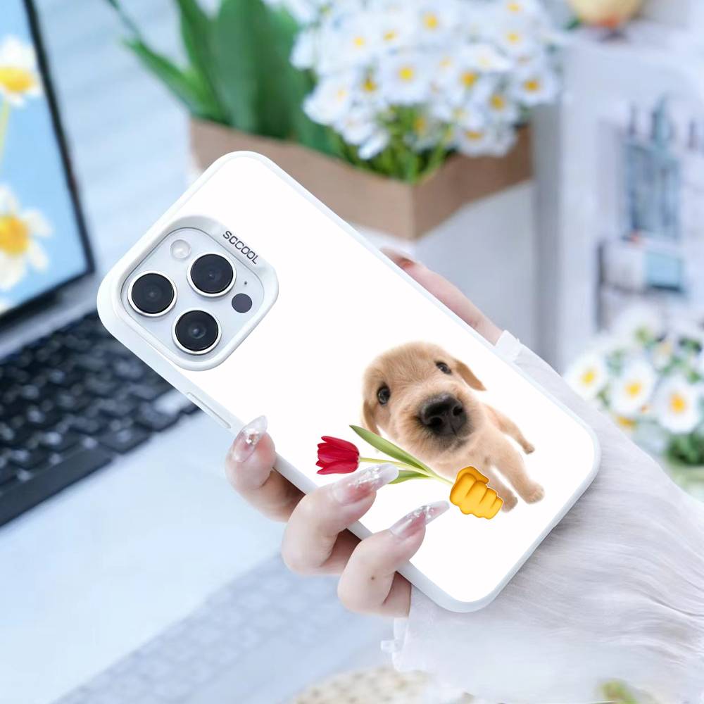 Goofy C-Dogs Big eyes Phone Case For iPhone17, 16,15,14,13,12 Pro Max Black Candy Matte Shockproof Cover