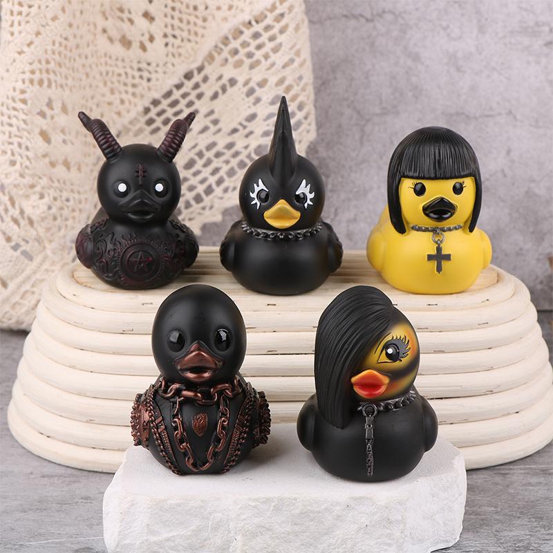 Duck Statue Indoor Gothic Sculpture Punk Animal Figurine Resin Statues Desk Decor Collectible Figurines Satan Duck Tabletop
