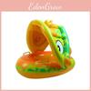 Inflatable Pvc Children's Swim Ring Water Play Toy Baby Ride-on Sunshade Sunscreen Swim Ring For 3-6 Years Old Yellow Dinosaur