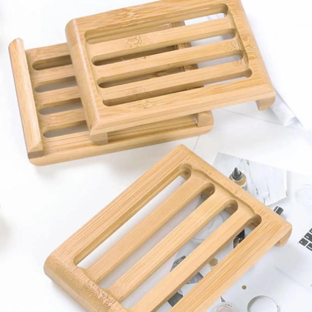 1pc Creative Bamboo Soap Tray - Drain Soap Box for Bathroom Countertop Storage and Organization