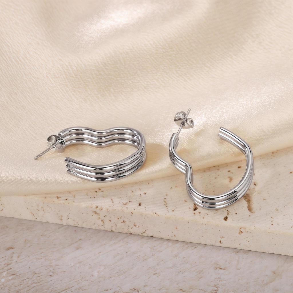 Gold Titanium Steel Multilayer Hoop Earrings - Light Luxury, Colorfast, High-End Feel