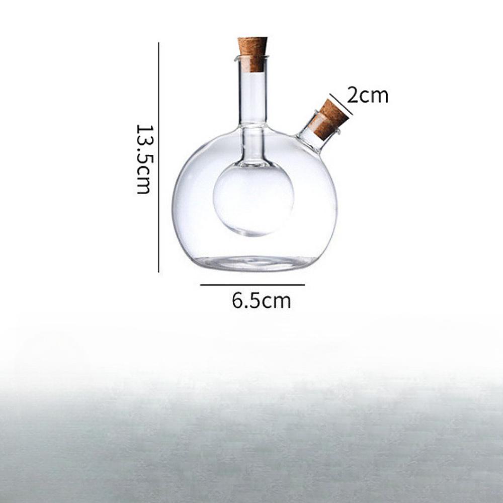Borosilicate Glass Oil Dispenser with Dual Spout , Stopper , Heavy Duty Thermal Shock Resistant Measuring Bottle with Color Coded Caps