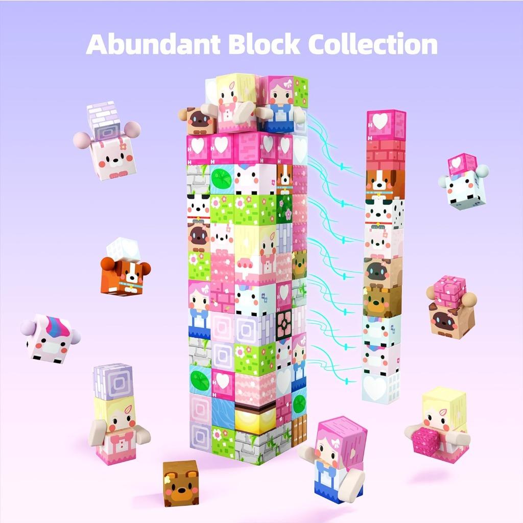 Magnetic Construction Blocks Mine World Magnet Pink Girly Heart Blossom Cave Plant Zombies Cubes Set Brick Cube Toy Sets Kids Gifts