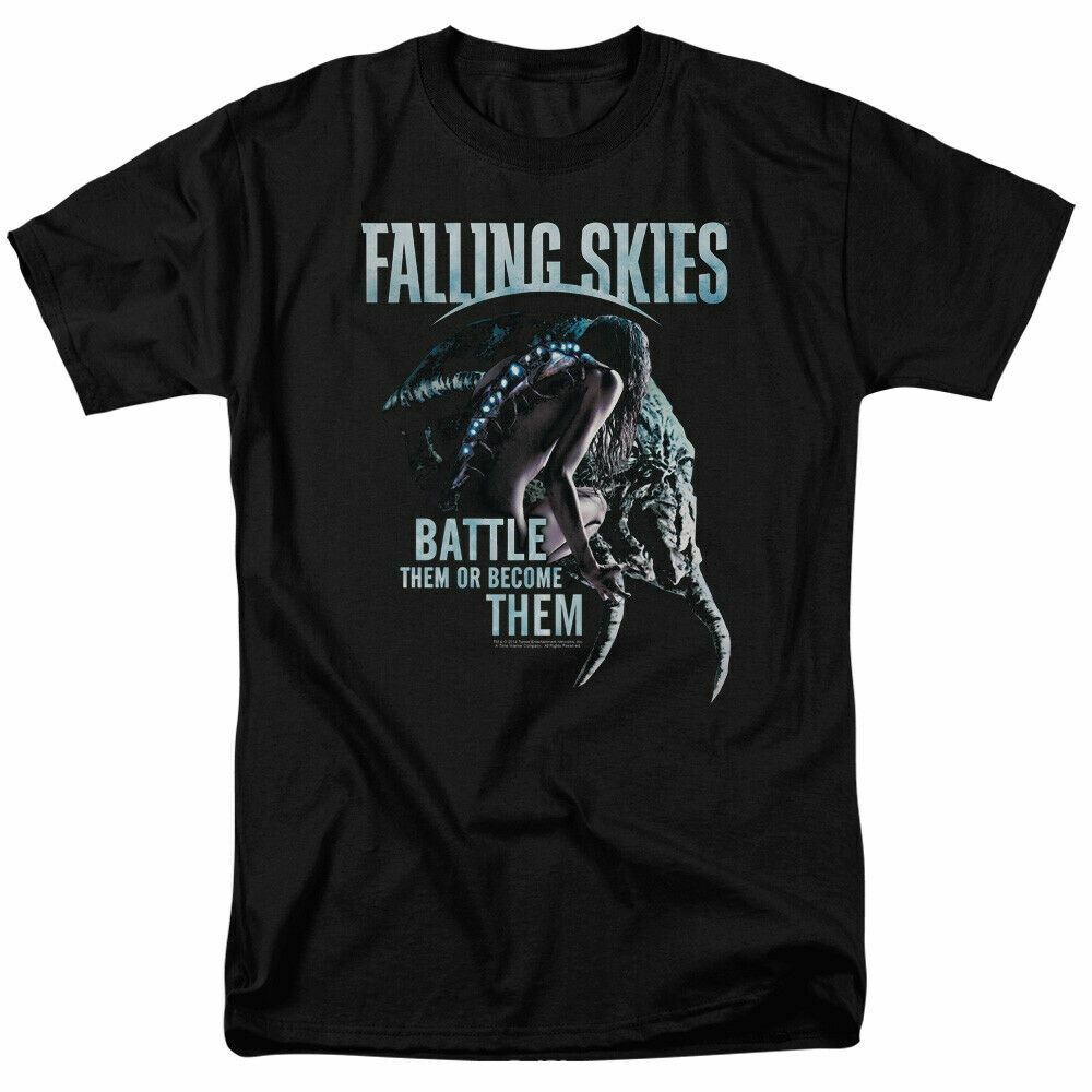 Falling Skies Battle Or Become T Shirt Licensed Sci-Fi Alien TV Show UFO Black L
