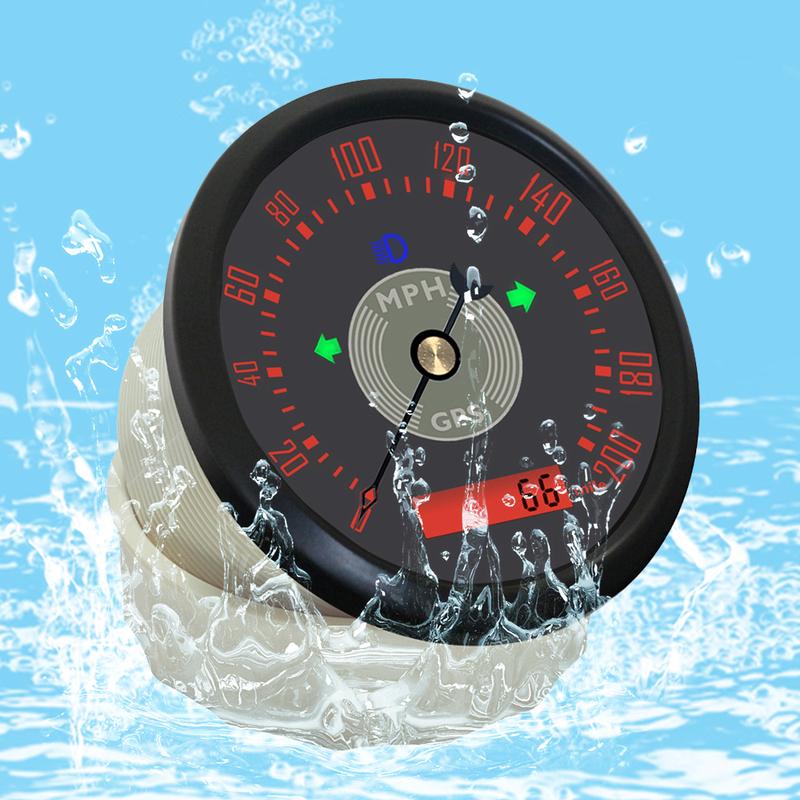 ELING 85mm GPS Speedometer 0-160km/h 0-220MPH Total Mileage Adjustable with Red Yellow Backlight for Car Yacht Universal 9-32V