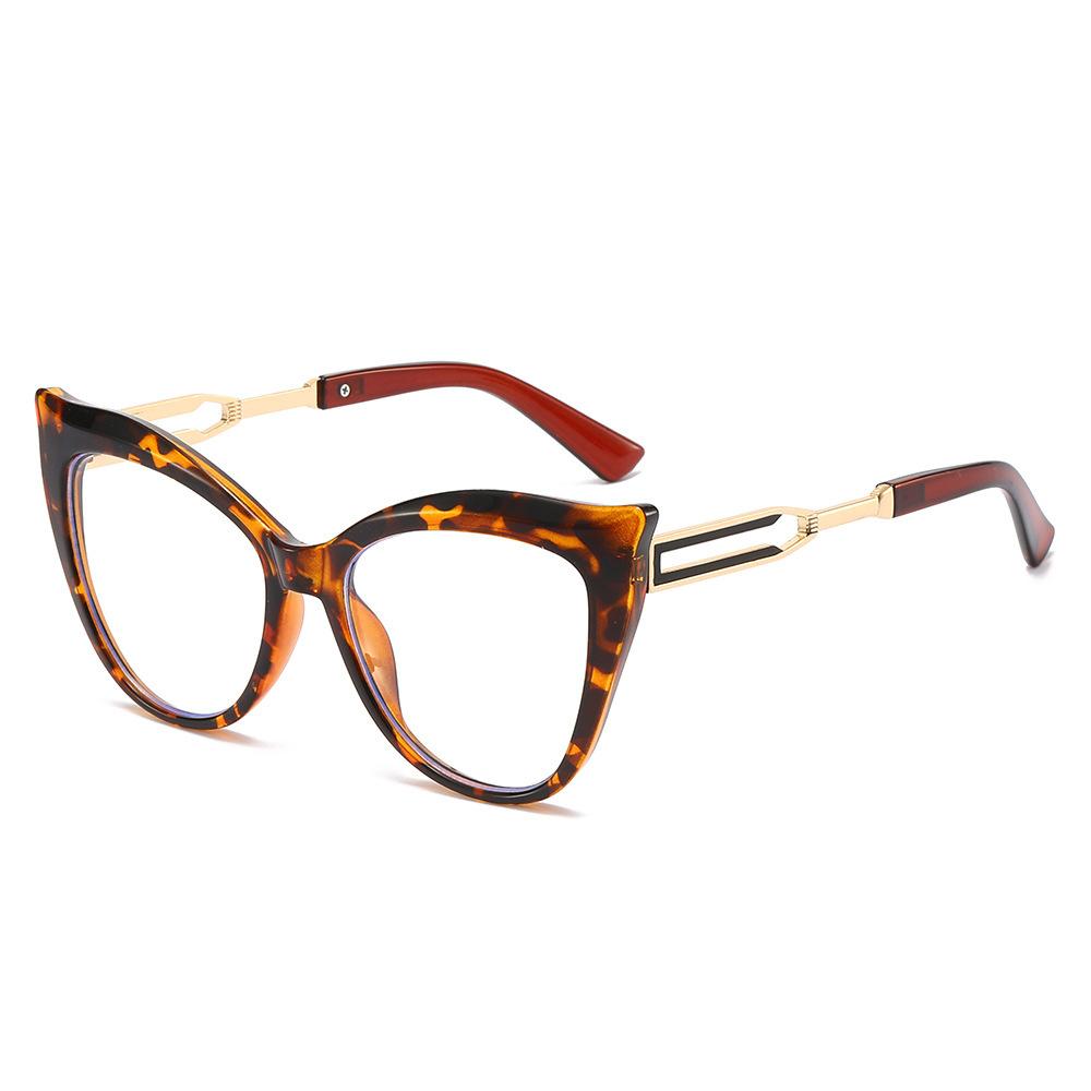 Hot-Selling Cat Eye Anti-Blue Glasses Large Frame Ins Flat Light Glasses Frame Myopia Can Be Matched With Degree Glasses Plain Face