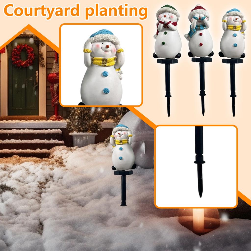 3Pack Solar Stake Lamp Christmas Snowman Lawn Lamp Courtyard Lamp Waterproof Holiday Decoration Atmosphere Landscape Lamp
