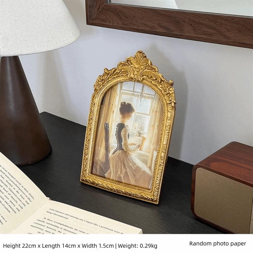 Golden Lace Decorative Photo Frame Arch Shaped Wall Hanging Decor Photo Frame Photo Display Design Picture Frame Home Frame