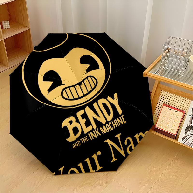 Custom Text Automatic 8 Bone Umbrella, Portable Sun Rain Protection UmbrellaBendy and the Ink Machine
