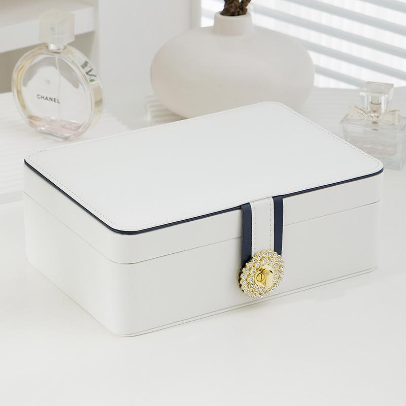 

Double Layer Jewelry Box Organizer Large Capacity PU Leather Storage Ring Box Earrings studs Jewelry Display Jewelry Packaging 23x16x9cm белый