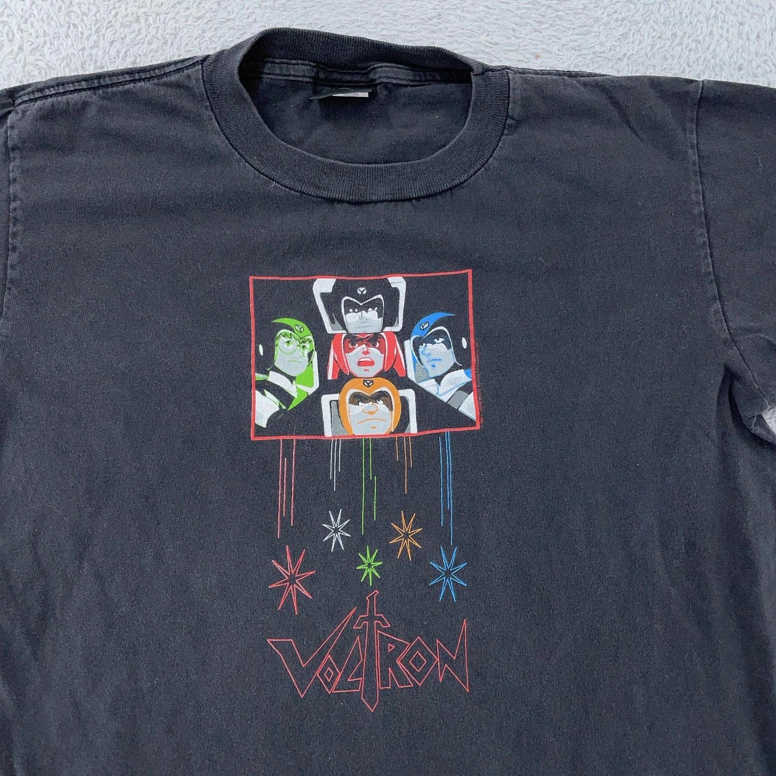 

Винтажная футболка Voltron Мужская Маленькая Черная Графическая Аниме Меха Львы Трансформации Футболка 3XL