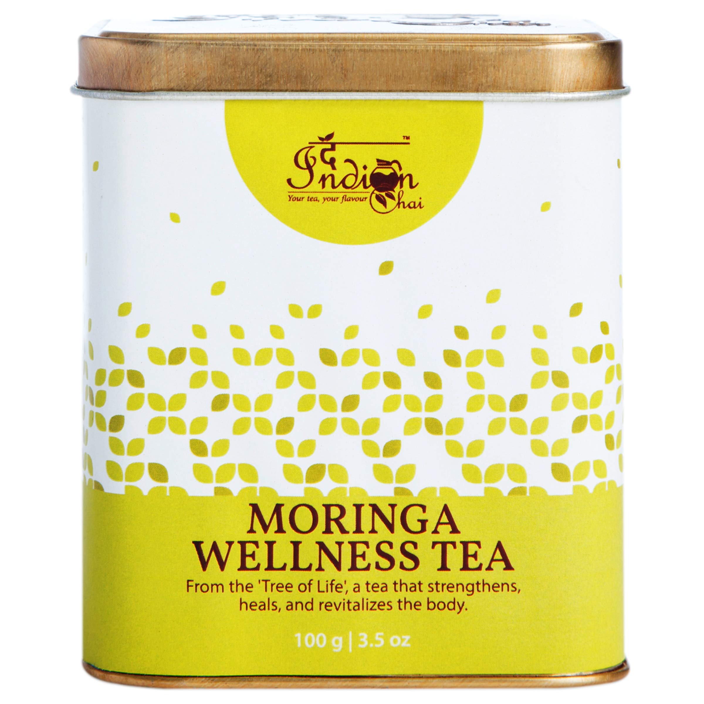 

The Indian Chai - Moringa Wellness Tea 100 grams with Amla, Tulsi, Peppermint, Ginger etc for Detox, Boosts Energy, Helps Remove Toxins and