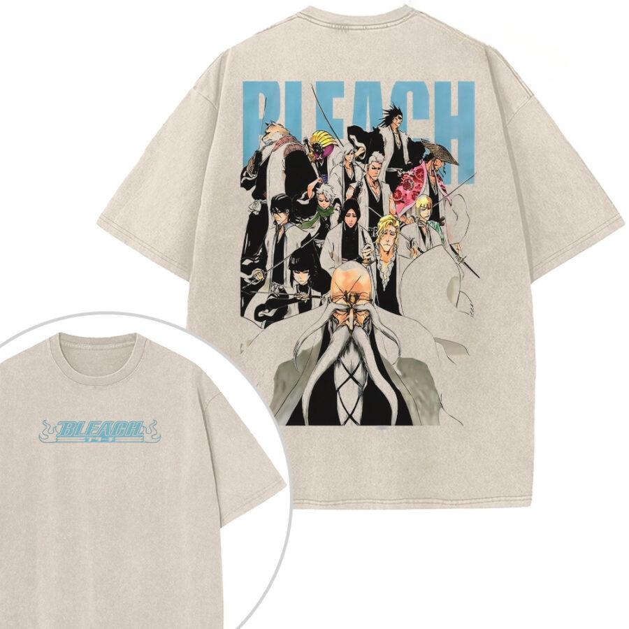 Anime BLEACH Abarai Renji Graphic T Shirt Men Short Sleeve Clothing Casual Cotton Tshirt Vintage Washed Tshirt Harajuku Tops S