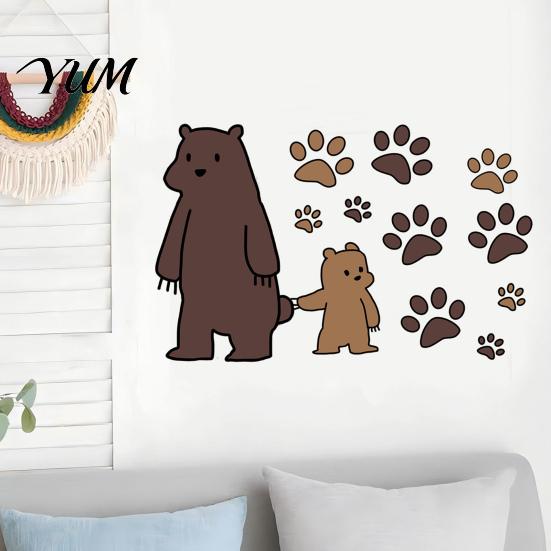 Versatile Wall Decor for Home Office Cute Bear Stickers Kids Room, PVC Waterproof Cartoon Animal Self Adhesive Bedroom Decals, Removable Art