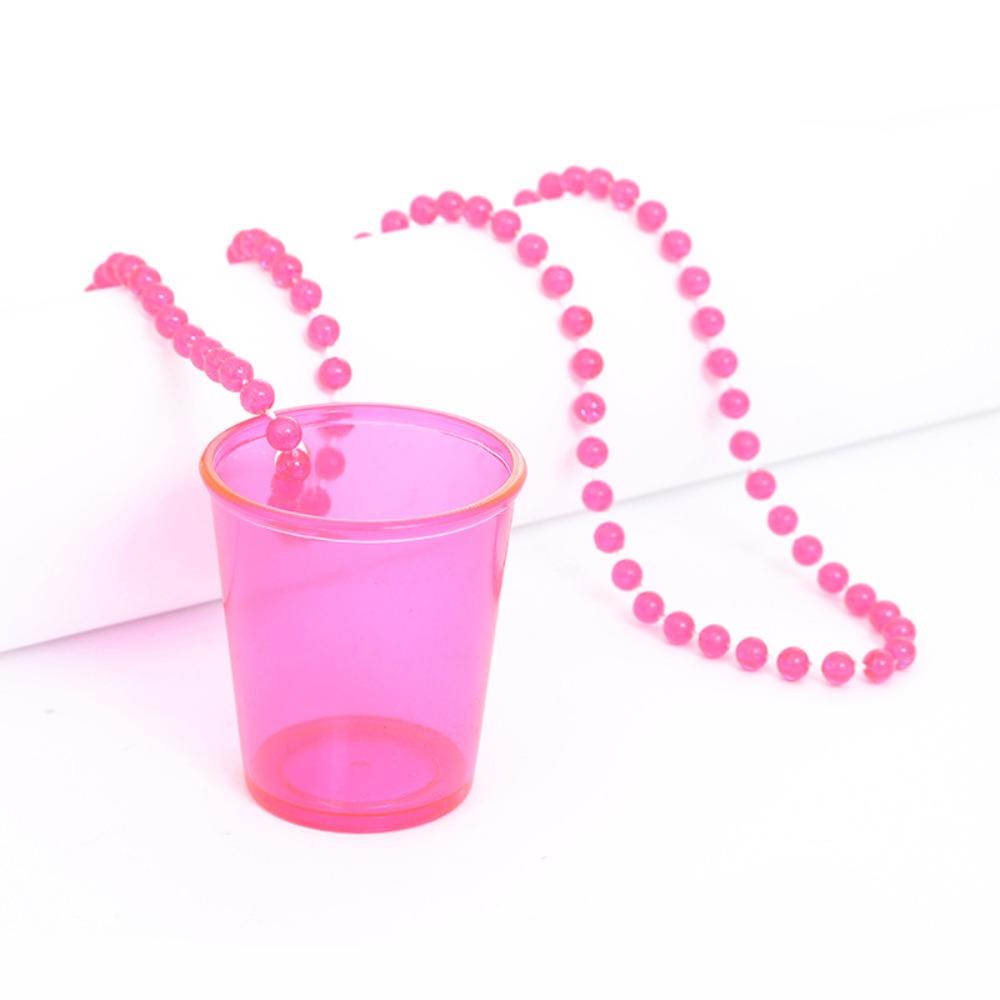 5Pcs Hanging Bachelorette Party Shot Glasses Transparent Reusable Shot Glass on Beaded Necklace Waterproof Simple Plastic Cups