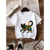 Kids Crewneck T-Shirt, Vibrant Cat Dot Print Breathable Casual Summer Short Sleeve Kids Top