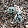 Halloween Glowing Skeleton Head Hands Arms Stakes Luminous Outdoor Decor for Lawn Garden Yard