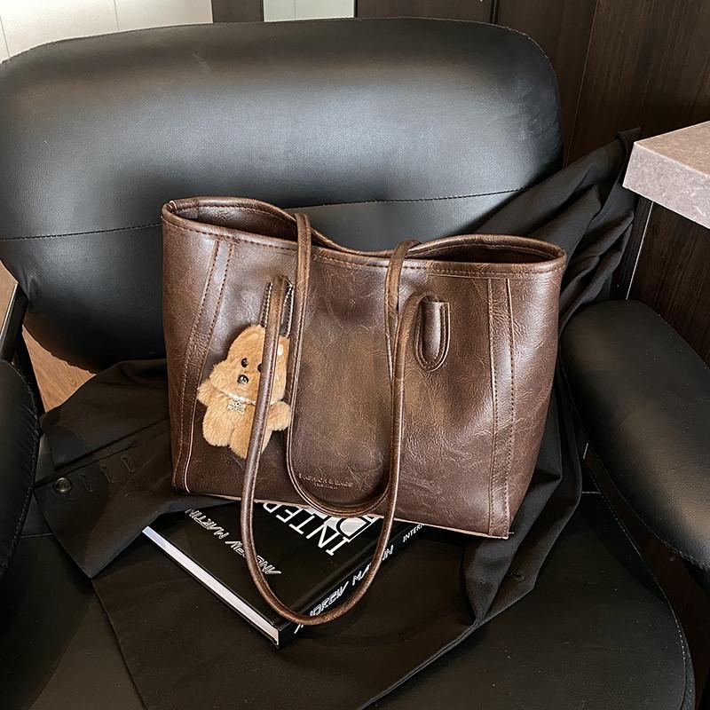 

Fashion Minimalist Large Capacity Tote Bag For Women With Pu Material For Daily Use коричневий