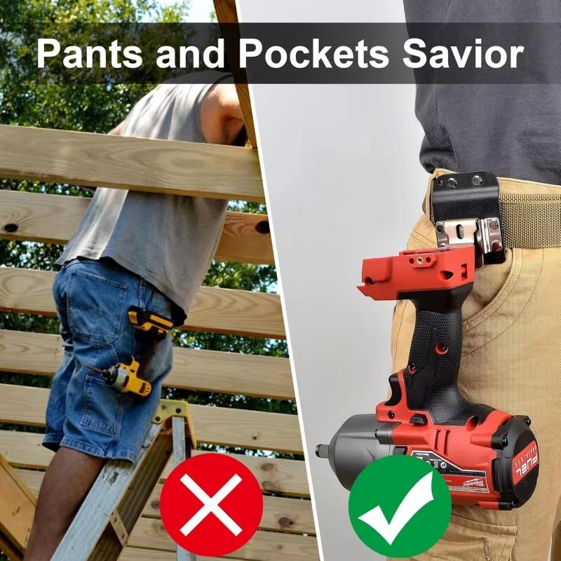 Clip-On Tool Belt,Drill Holder,Portable Hook Holster for Cordless Drill,Impact,Nailer,Tape Measure or Any Tools with Hanger Clip