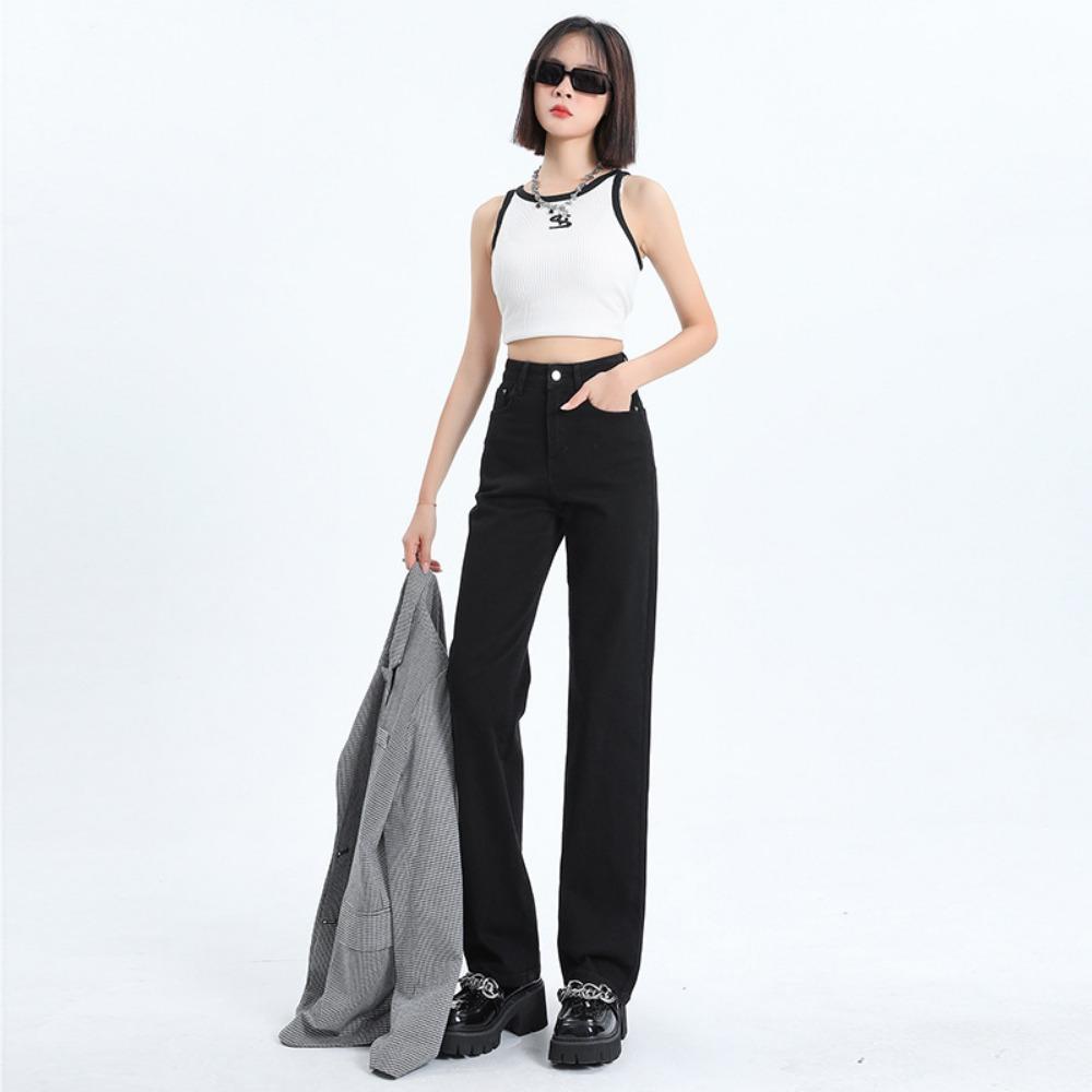 Korean version of washed straight-leg pants jeans for women's autumn and winter new high-waisted, thin and versatile fashionable wide-leg jeans