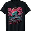 Vintage Car Racing Drifting Cherry Blossom Fuji T-Shirt