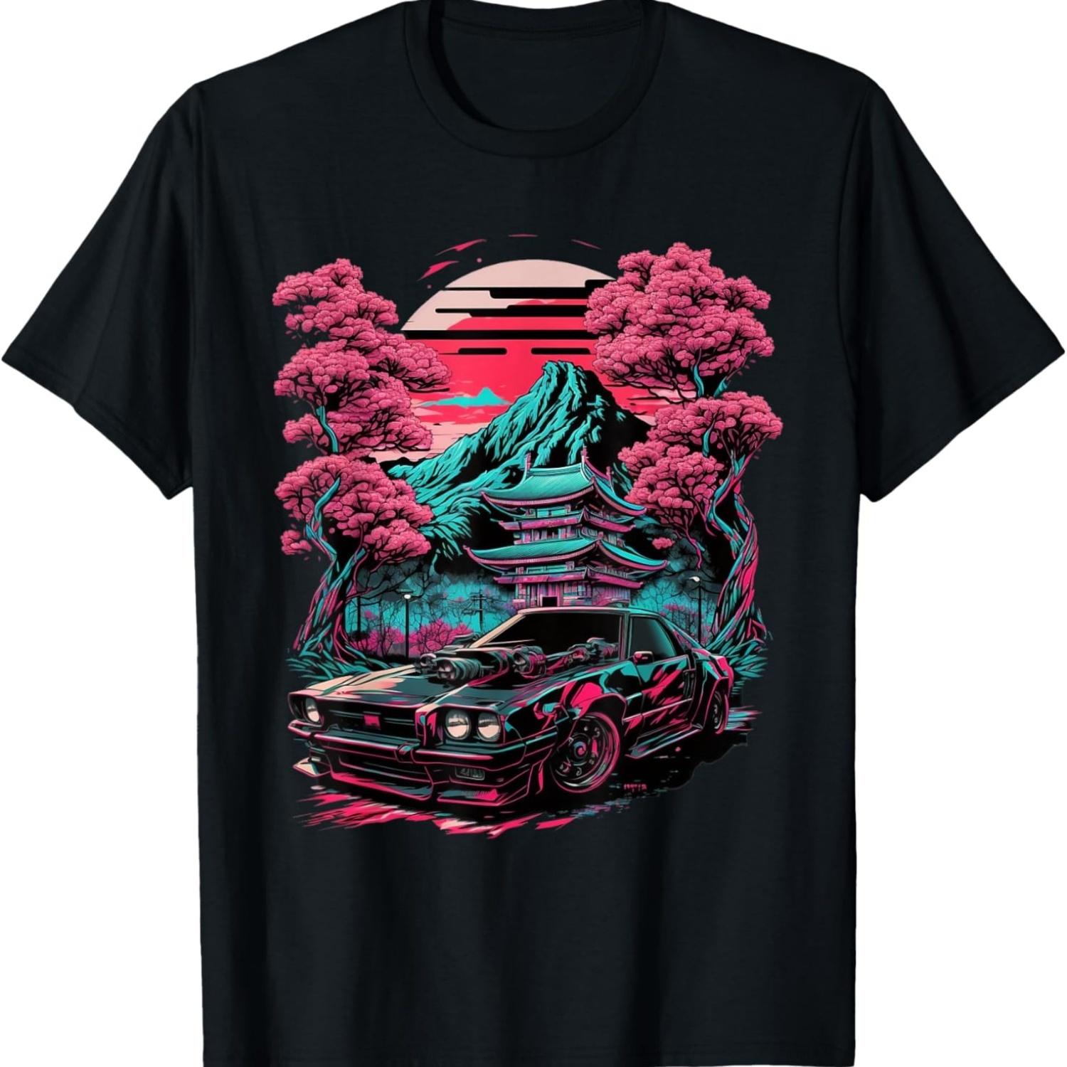 

vintage Car Racing Drifting cherry blossom Fuji T-Shirt XXXXXL чорний
