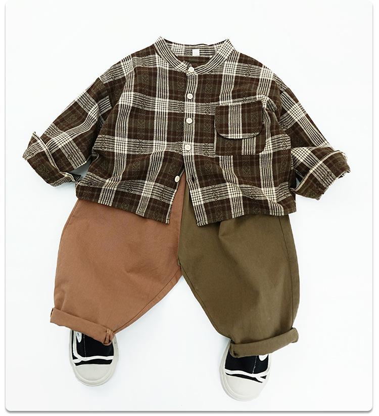 Kinder Baumwoll-Leinen Karottenhose: Frühling & Herbst Koreanischer Stil, Farbblockierte Freizeitkleidung für Kleinkinder & Kinder