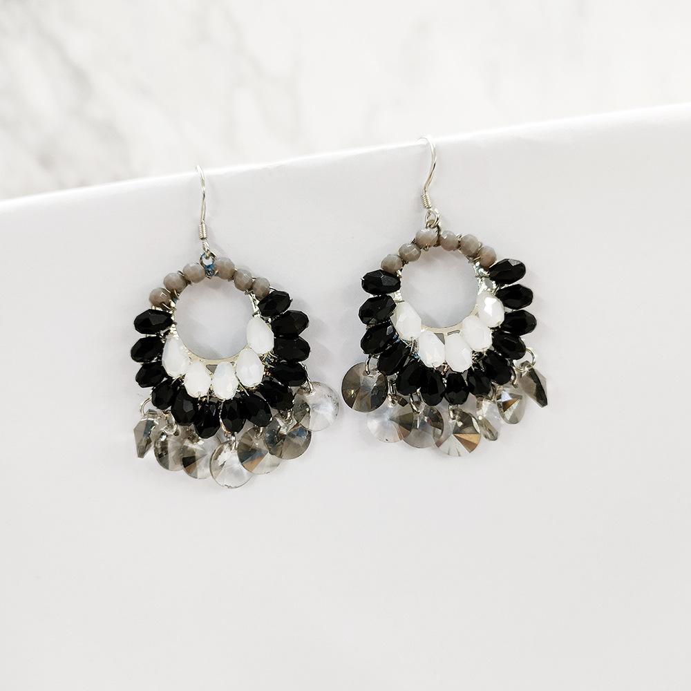 Exaggerated Retro Bohemian Earrings Handmade Beaded Fringed Earrings Vacation Style Ethnic Style Earrings Female