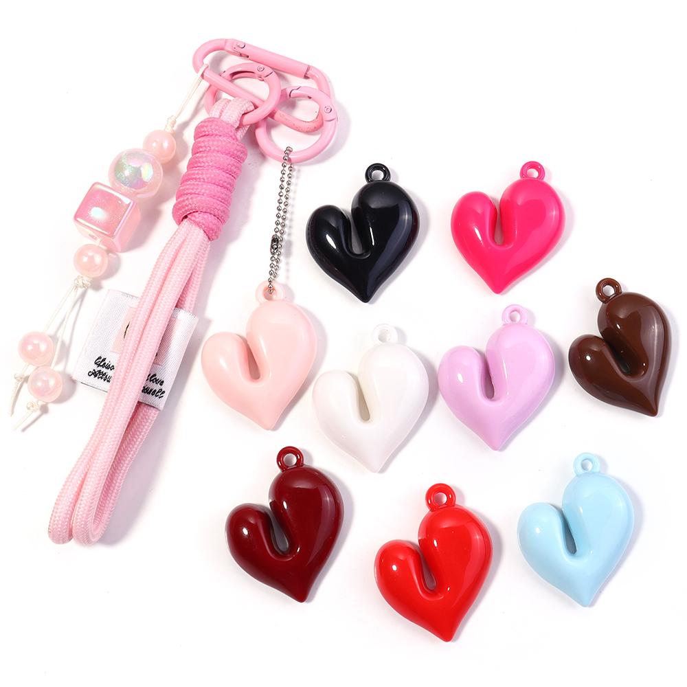 4Pcs Irregular Heart Shape Acrylic Beads Charms Colorful Pendant Loose Beads For DIY Bracelet Necklace KeyChain Jewelry Findings