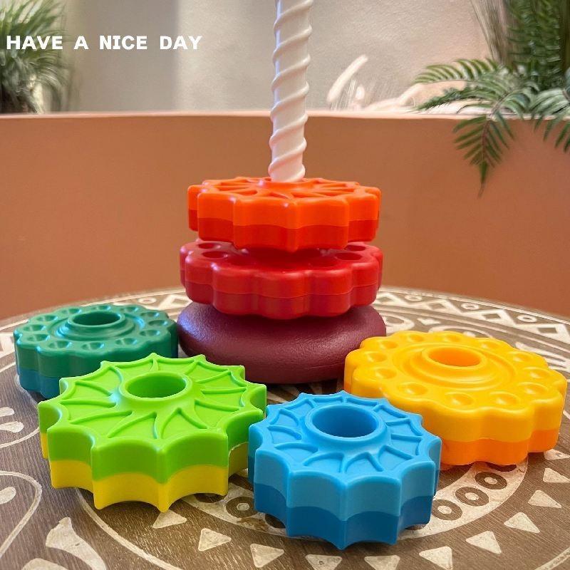 Colorful Plastic Rainbow Stacking Tower Toy For Toddlers Ages 1-2 Educational Fun