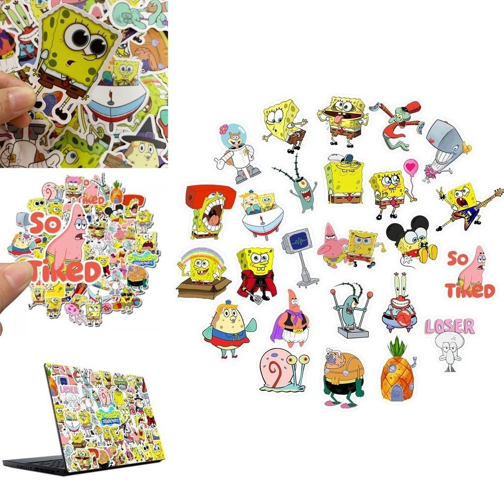 Żywy zestaw naklejek Sponge Boba 50 sztuk na laptopy, deskorolki i rowery
