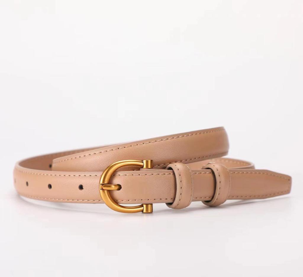 Women's Korean Style Genuine Cowhide Leather Thin Belt, Trendy and Versatile for Fashion with Suit Pants.