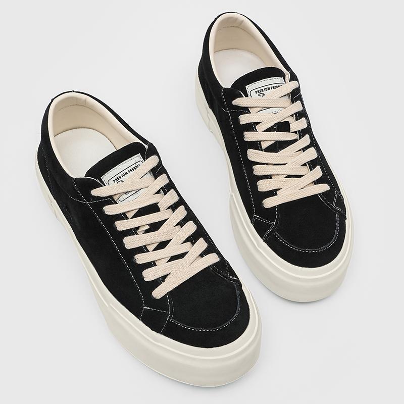 Fashion Brand Genuine Leather Mens Sneakers Trend Casual Leather Outdoor Walking Board Shoes Fashion Lace-Up Non-slip Vulcanized Shoes