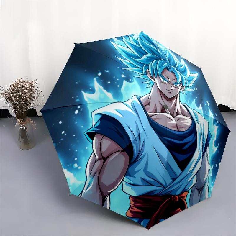 Vzor Goku Dragon Ball, automatický skládací deštník, přenosný a skládací design, 8 žeber, vánoční nebo narozeninový dárek.