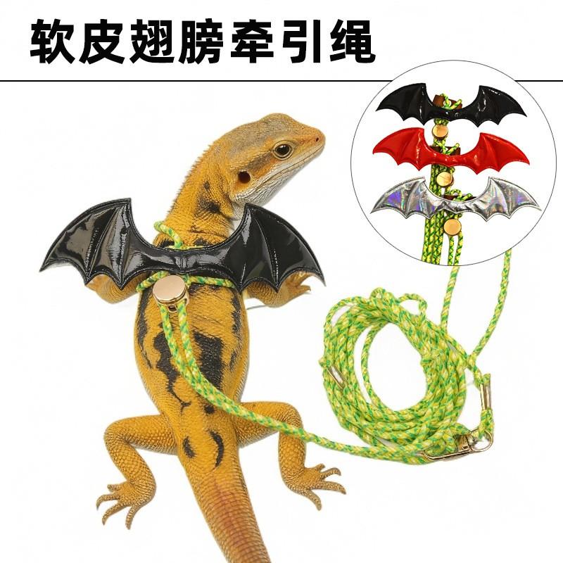 Soft Leather Wing-Style Harness With Leash Pet Lizards Outdoor Walking Safety Gear