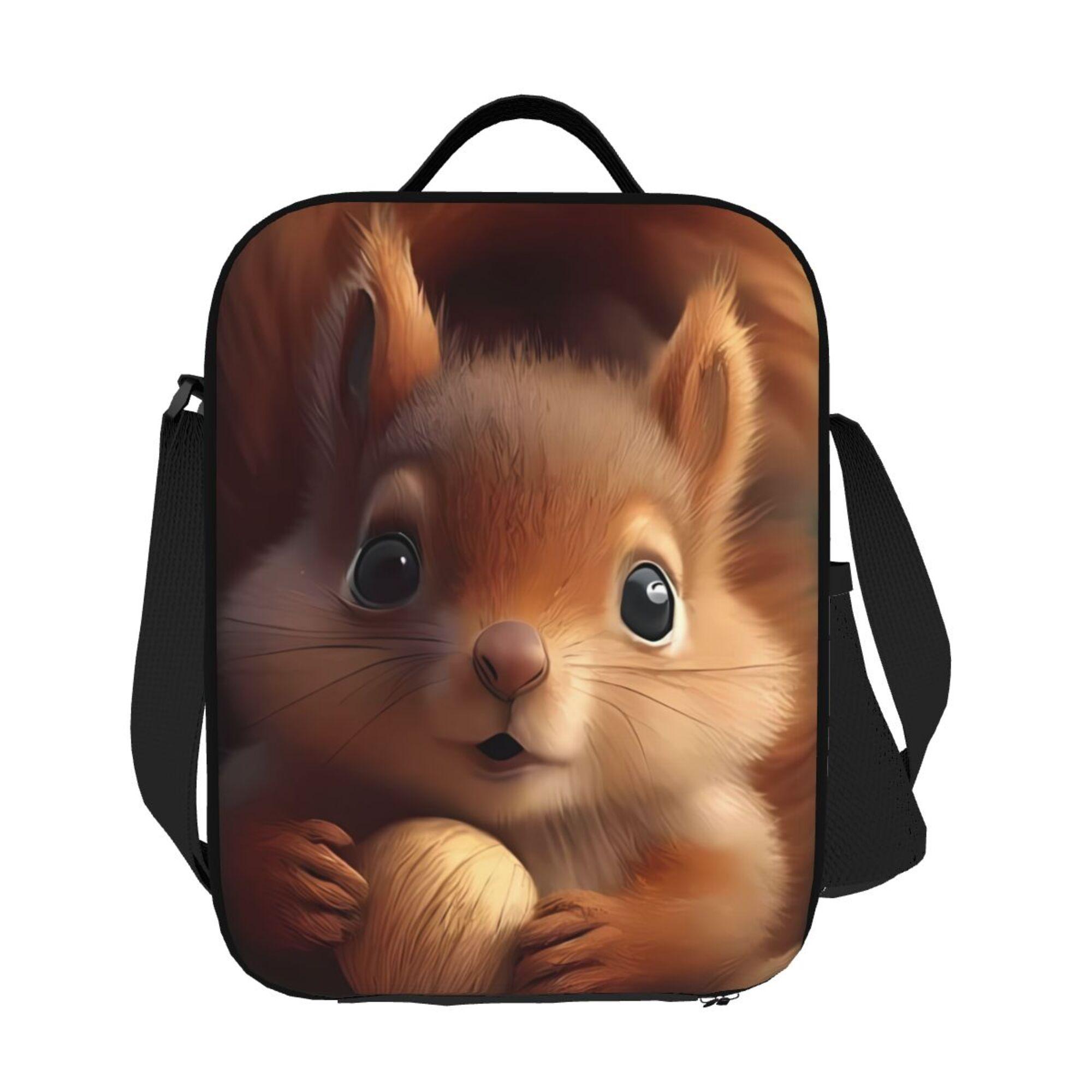 

Очаровательная термосумка для ланча с дизайном белки - Многоразовая, портативная сумка-холодильник для кемпинга, пикников, пляжных прогулок 26.5x20x11.5CM