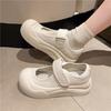 Velcro Shallow Mouth Mary Jane Platform White Shoes Women's Popular Breathable Canvas Shoes